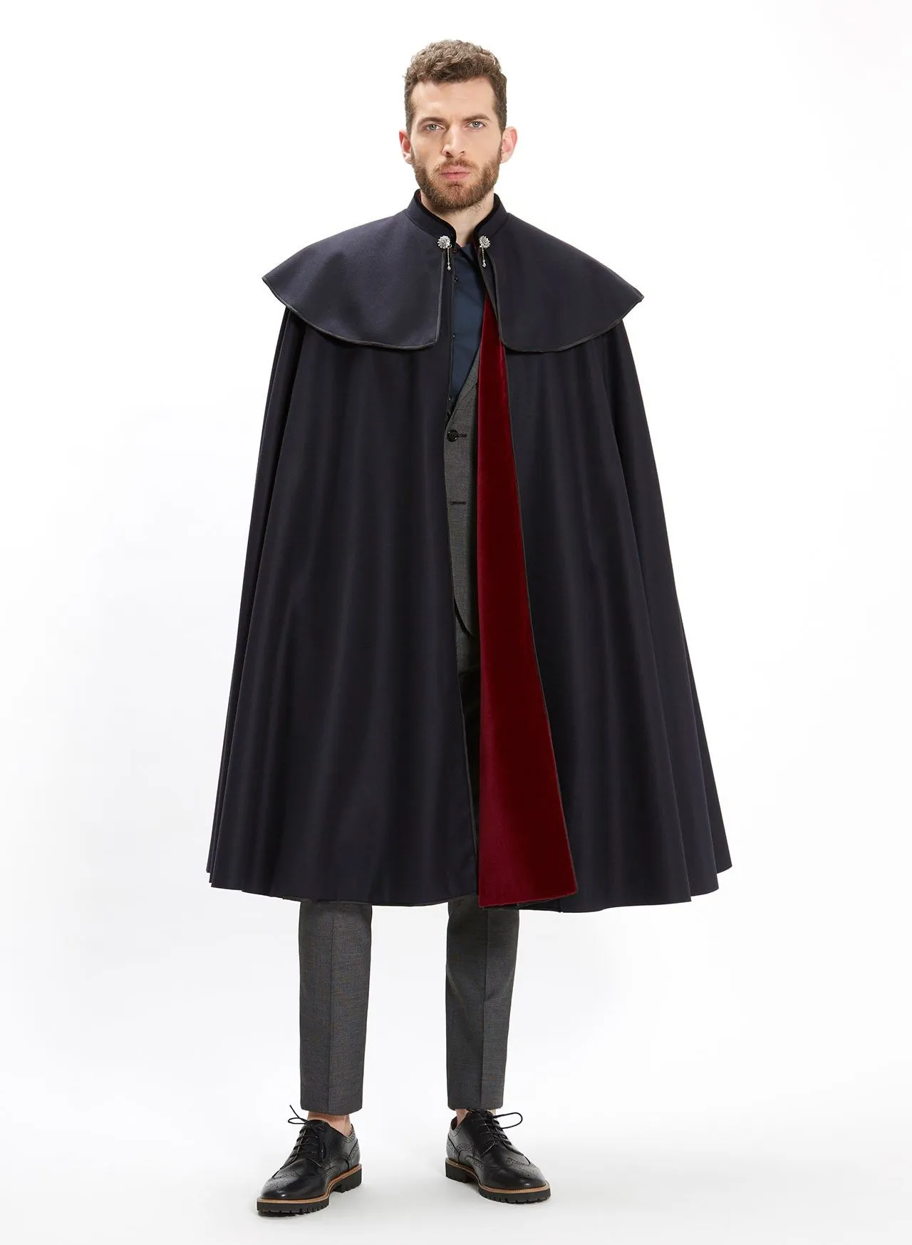 1901 CLOAK navy - burgundy Pure Merino Wool Classic Cape in 2019 ...