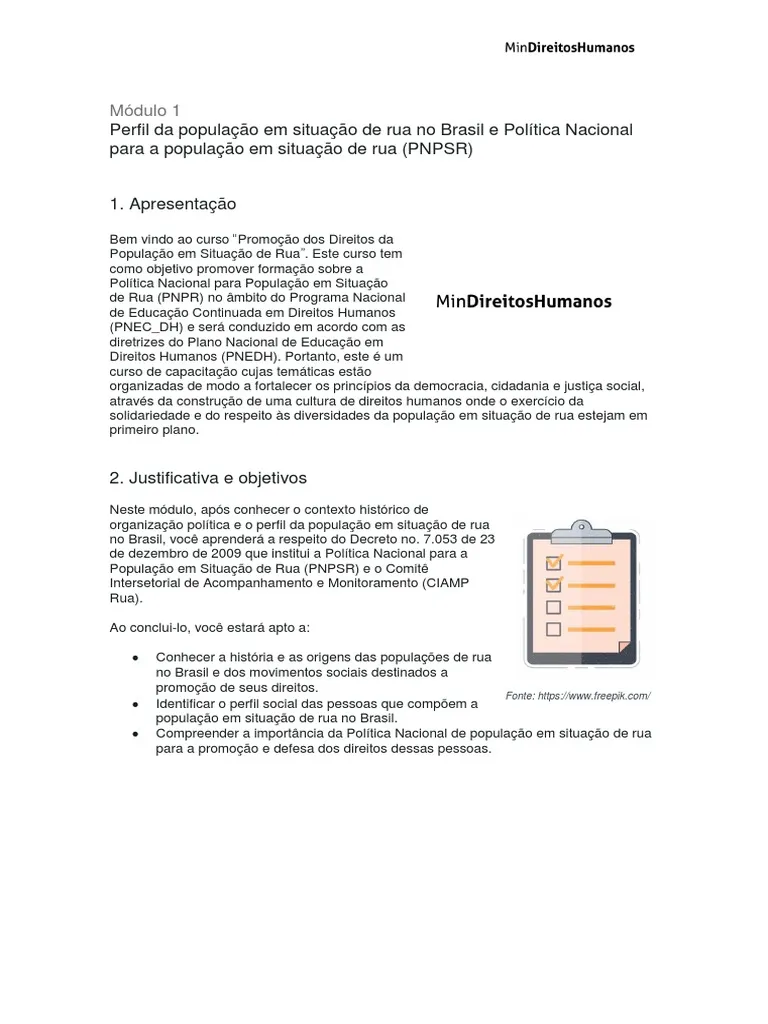 PNPSR: Direitos da População em Rua | PDF | Movimentos sociais | Brasil