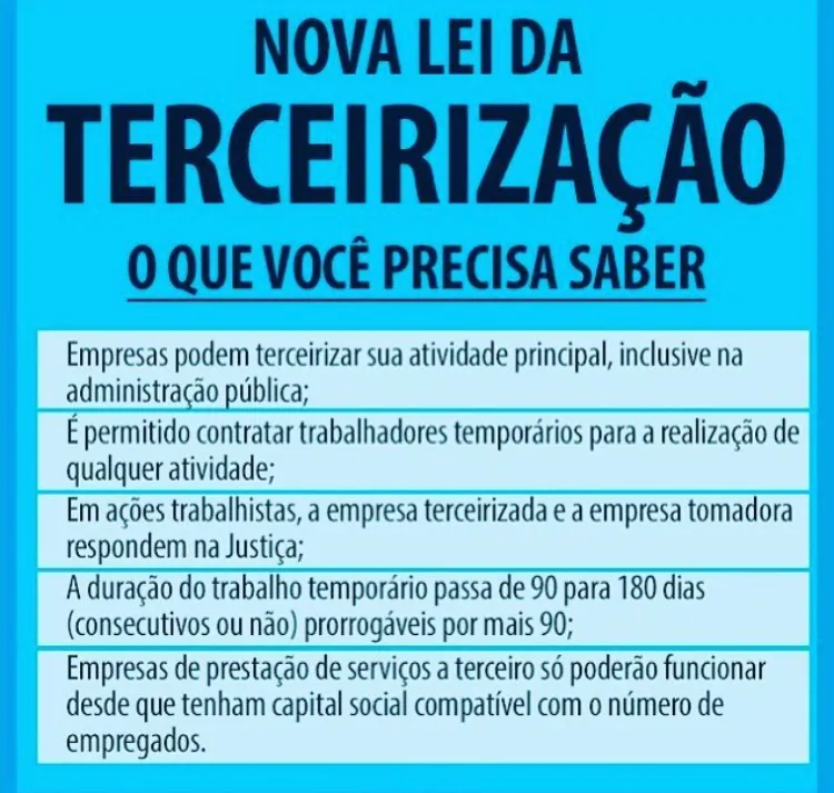Saúde e Segurança do Trabalho: O que diz a nova lei da terceirização