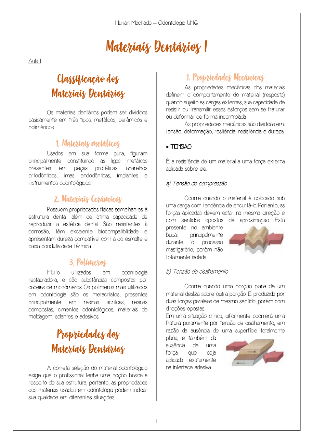 Materiais Dentários I: Guia sobre Classificação e Propriedades