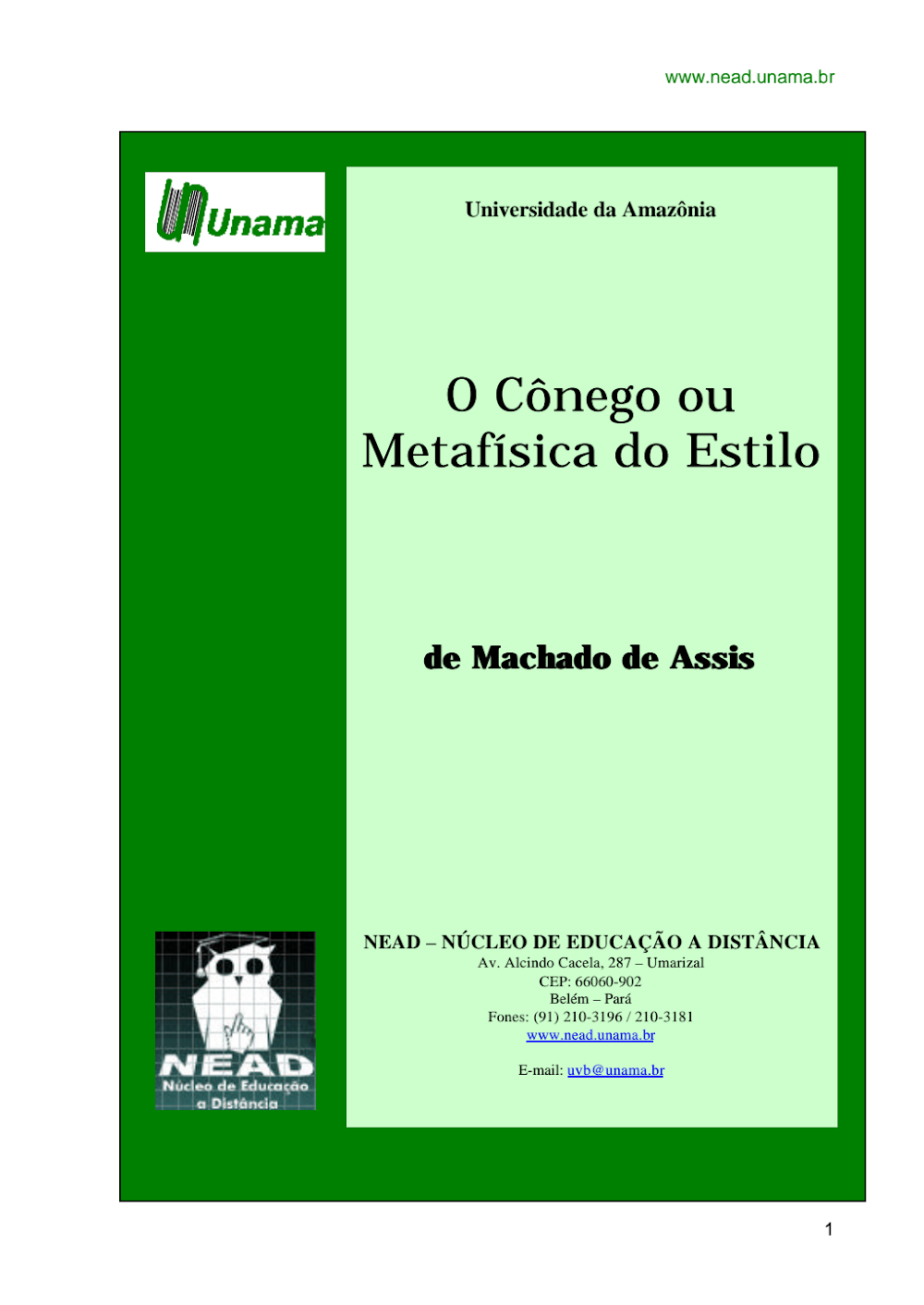 O Cônego ou Metafísica do Estilo de Machado de Assis