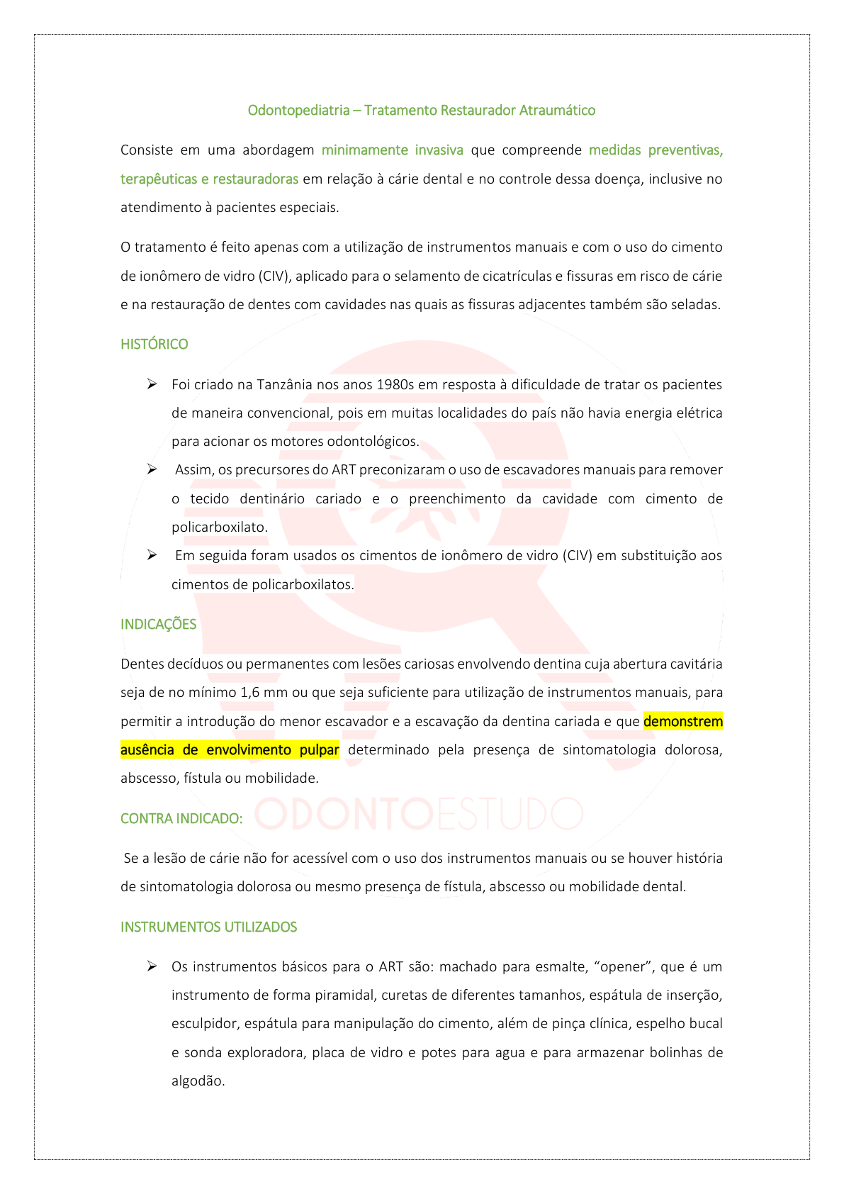 Tratamento Restaurador Atraumático (ART) na Odontopediatria