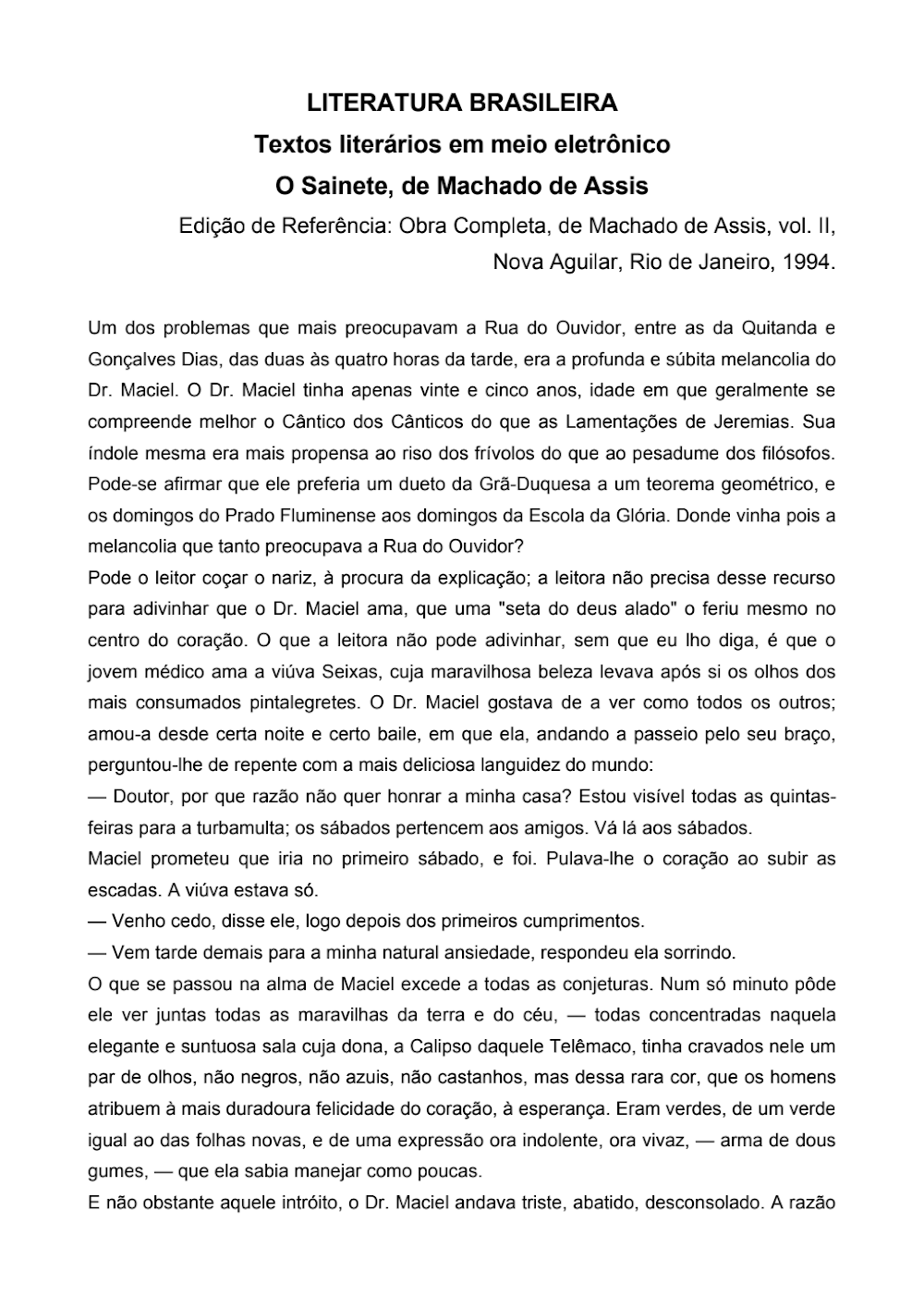 O Sainete de Machado de Assis: Texto e Contexto Histórico