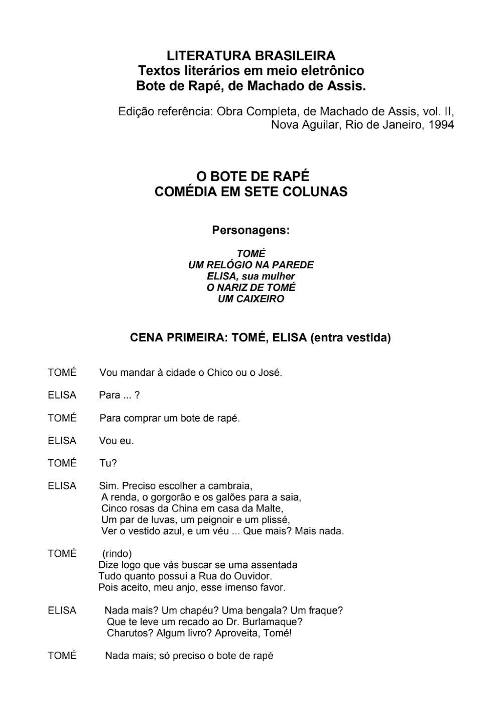 O Bote de Rapé: Comédia de Machado de Assis (Nova Aguilar)