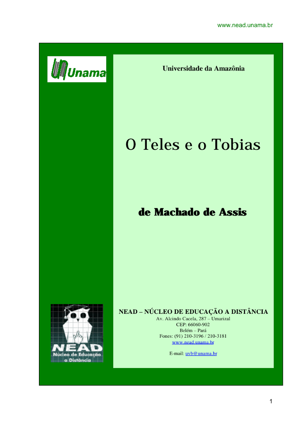 O Teles e o Tobias – Machado de Assis | Material UNAMA NEAD