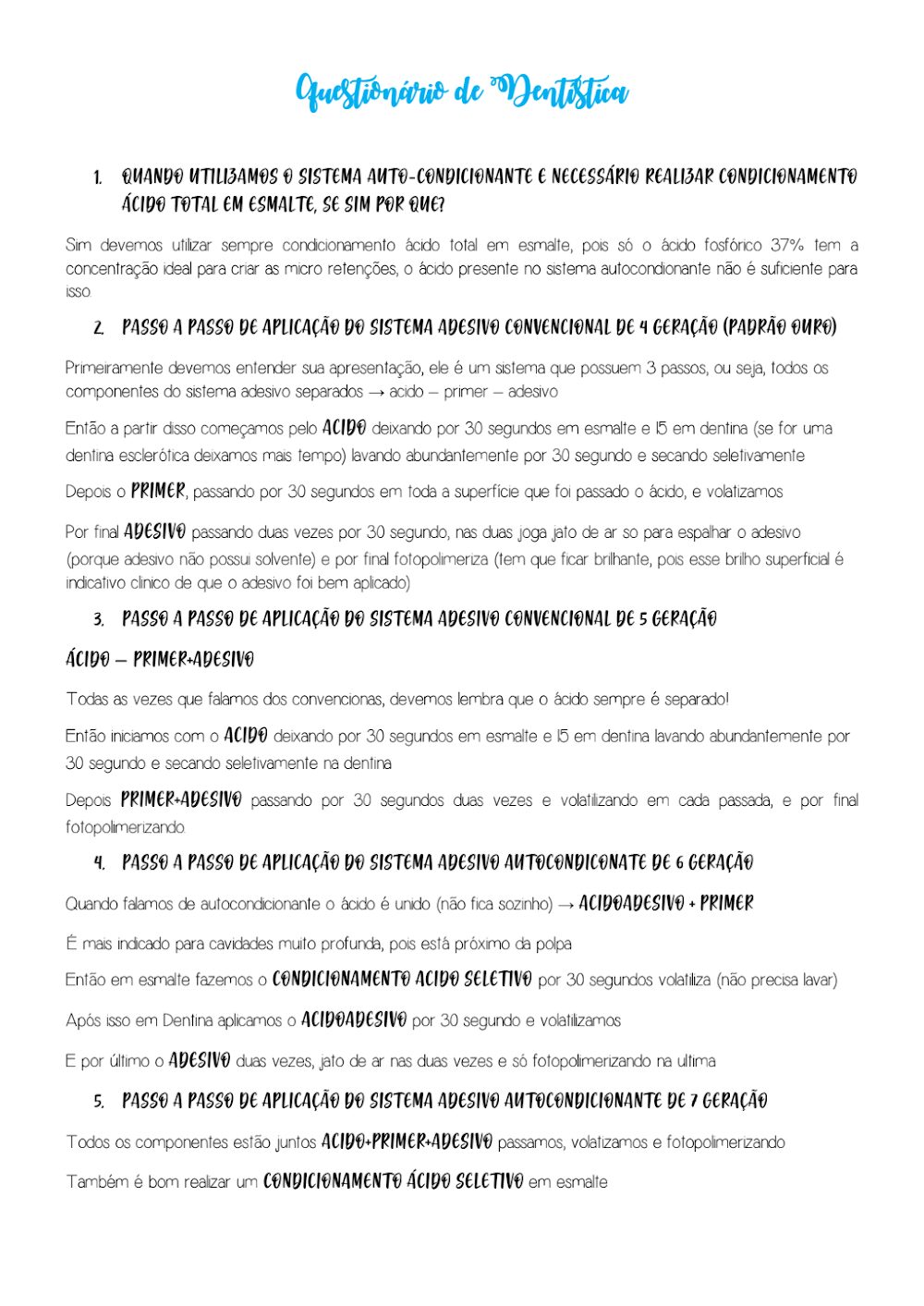 Guia Prático: Sistemas Adesivos Odontológicos – 4ª a 7ª Geração