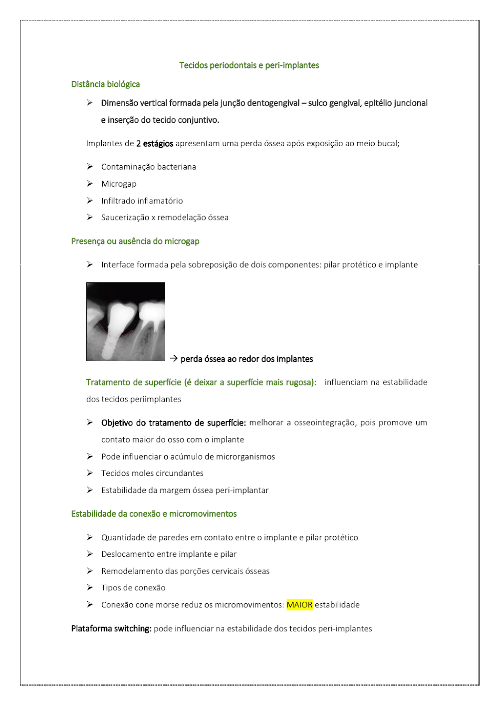Resumo: Tecidos Periodontais e Peri-Implantares em Odontologia