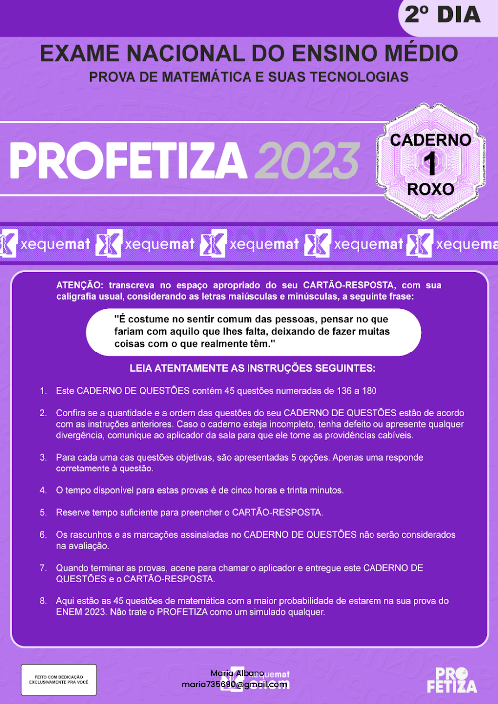 Simulado ENEM 2° Dia: Caderno de Questões