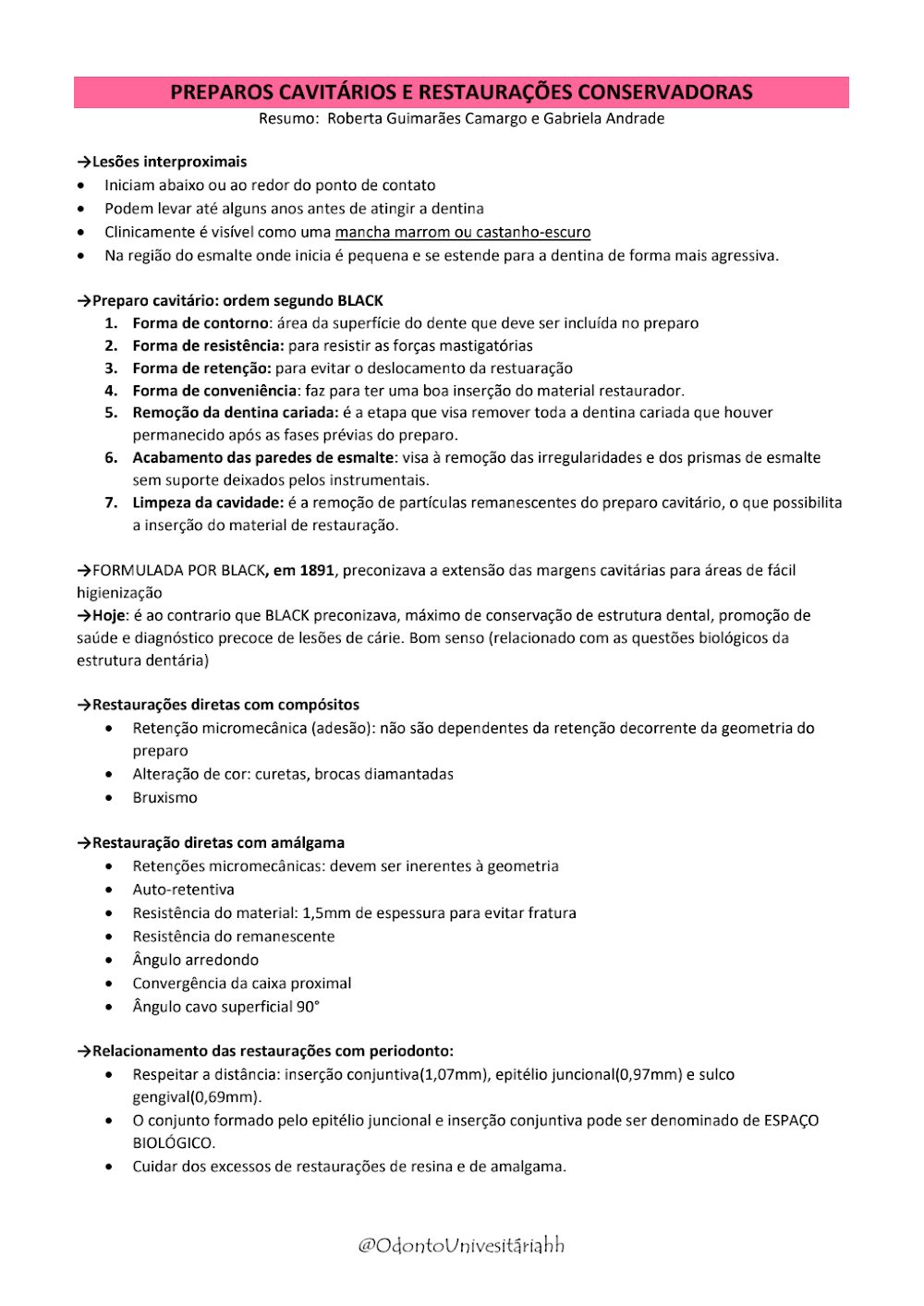 Preparo Cavitário e Restauração: De G.V. Black à Odontologia Atual