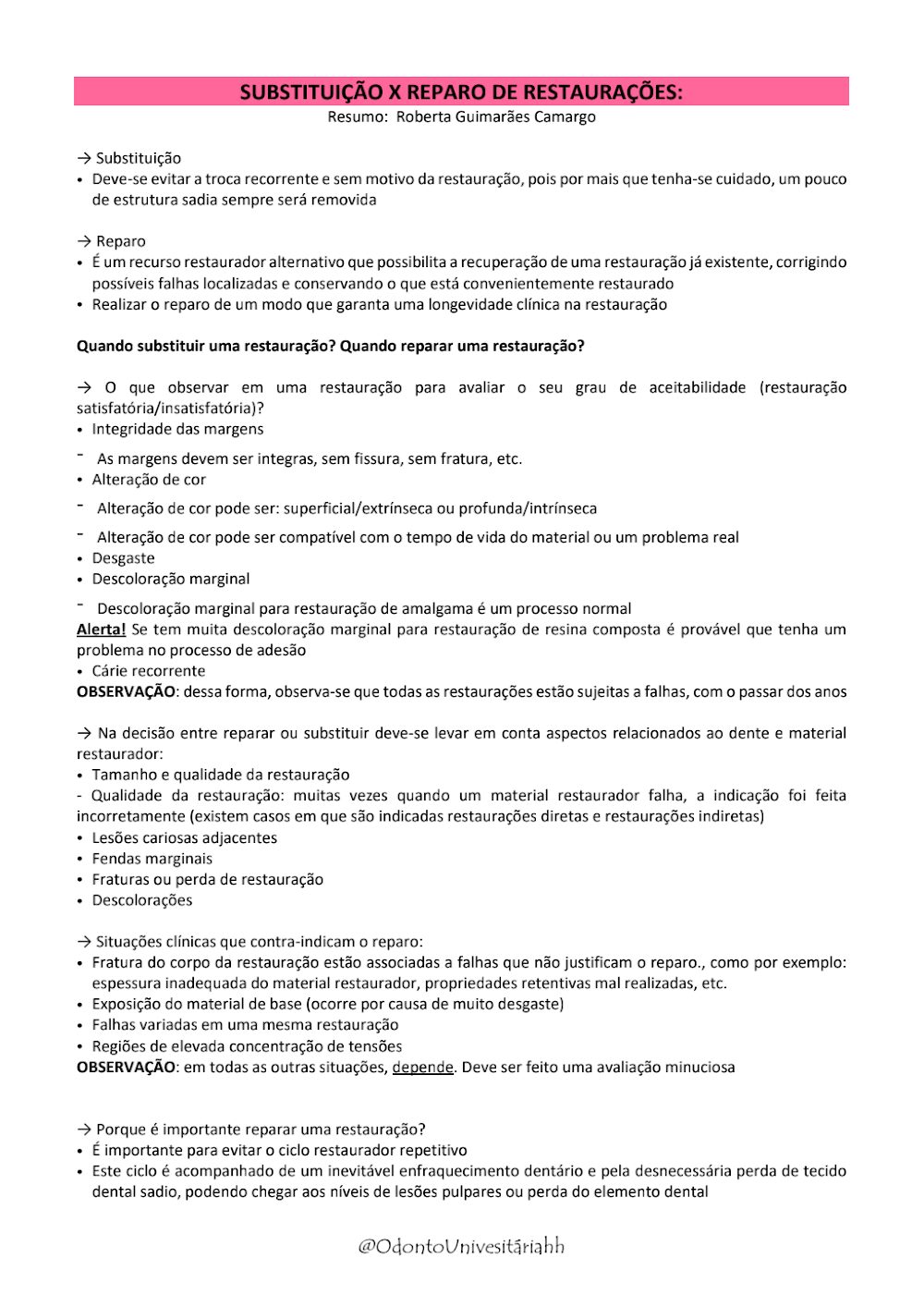 Guia Gratuito: Reparo ou Substituição de Restaurações