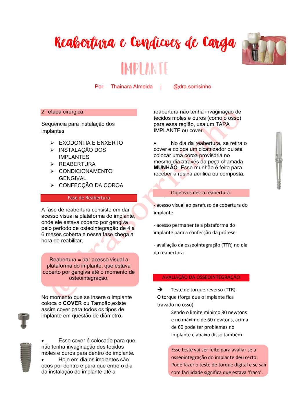 Reabertura e Condições de Carga em Implantes Dentários