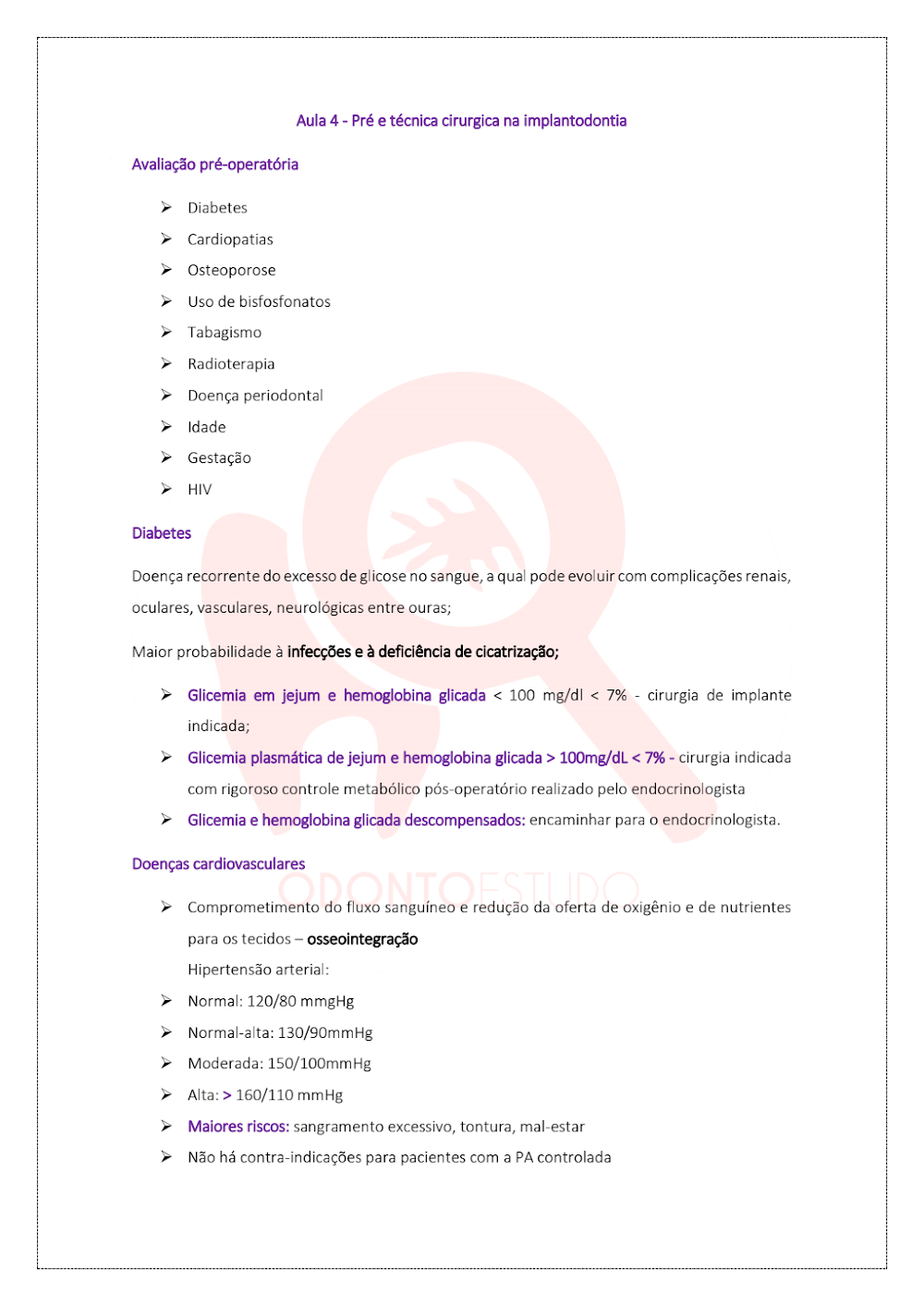 Aula 4: Pré e Técnica Cirúrgica na Implantodontia
