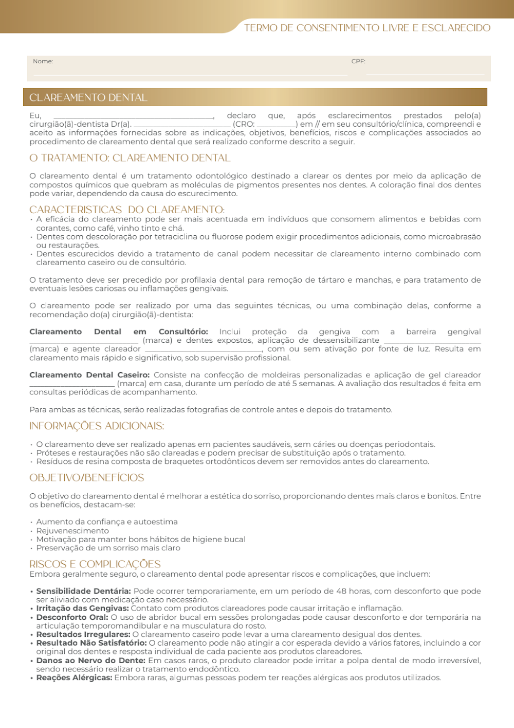 Modelo de TCLE para Clareamento Dental: Guia e Documento