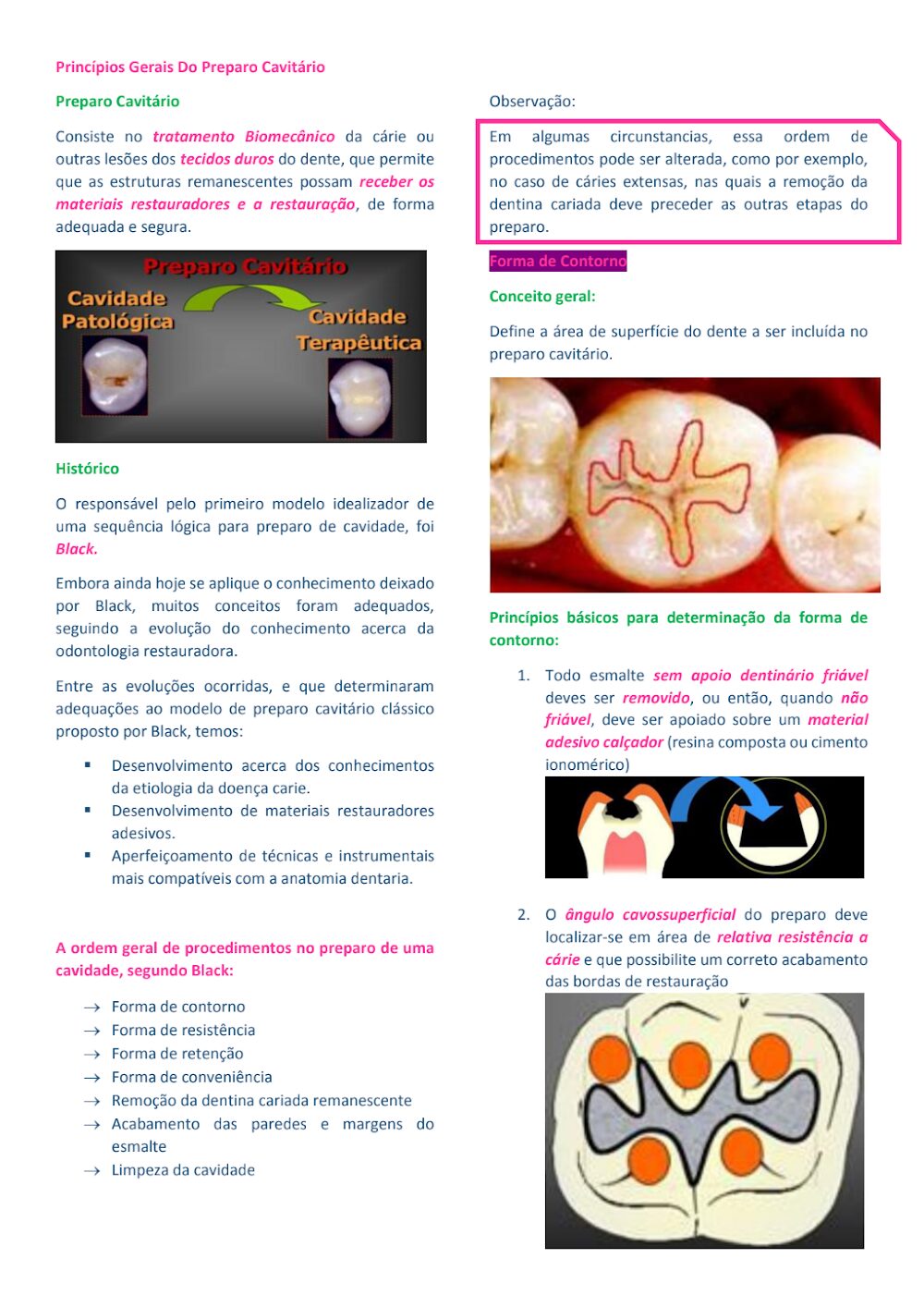 Princípios Gerais do Preparo Cavitário – Resumo Gratuito