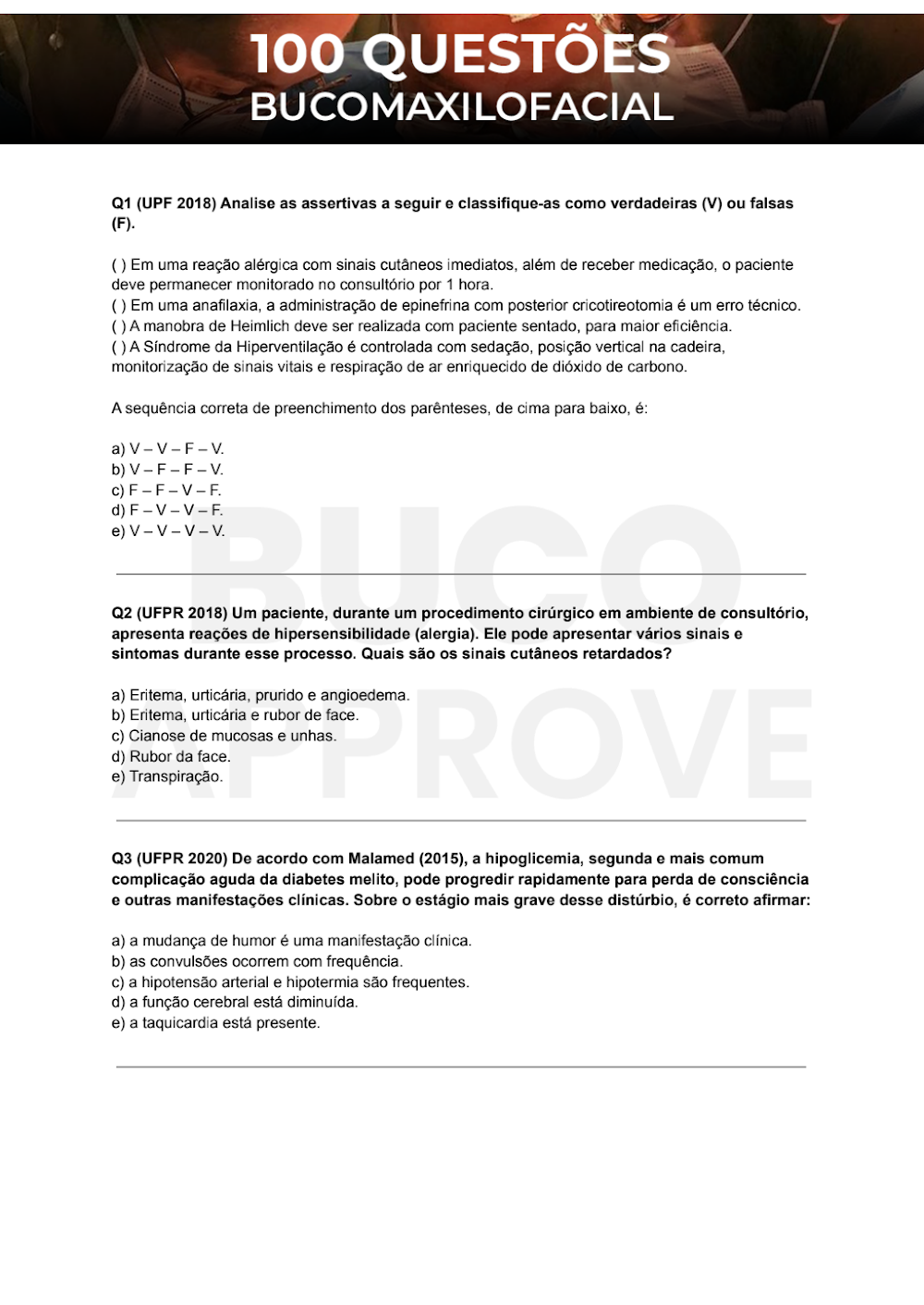 100 Questões de Bucomaxilofacial: Emergências e Concursos