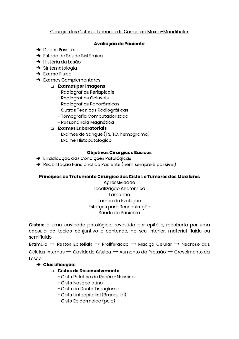 Cistos e Tumores Maxilo-Mandibulares: Avaliação e Cirurgia