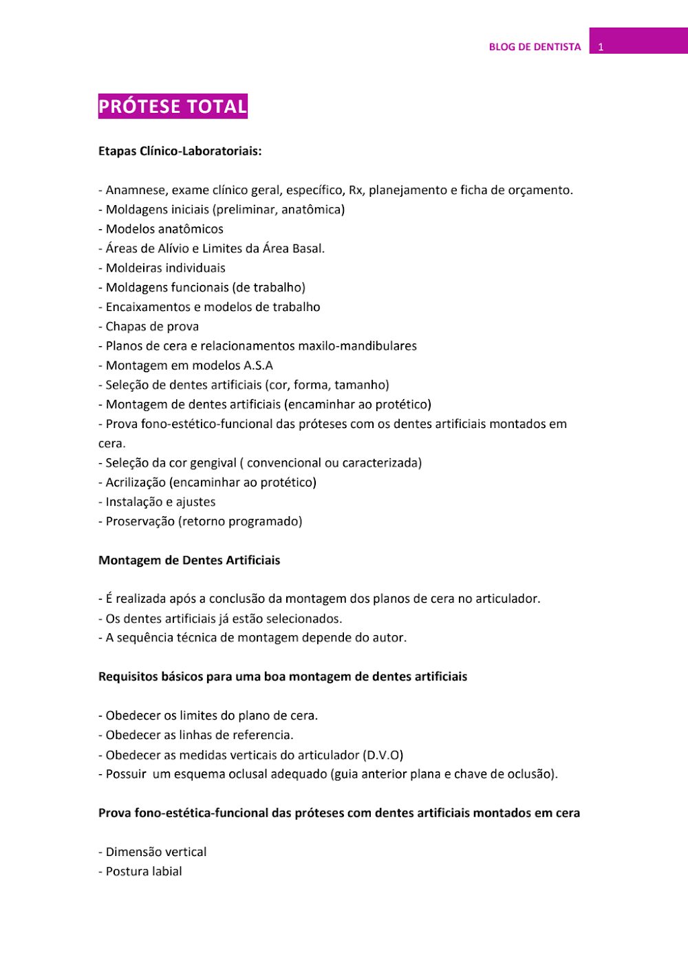 Prótese Total: Etapas Clínico-Laboratoriais Detalhadas