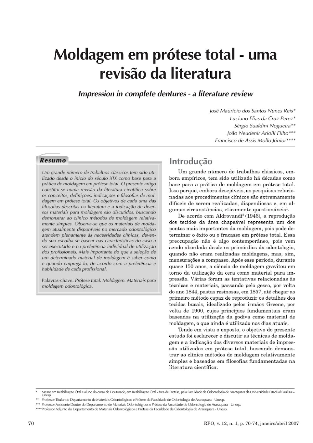 Moldagem em Prótese Total: Revisão da Literatura Odontológica