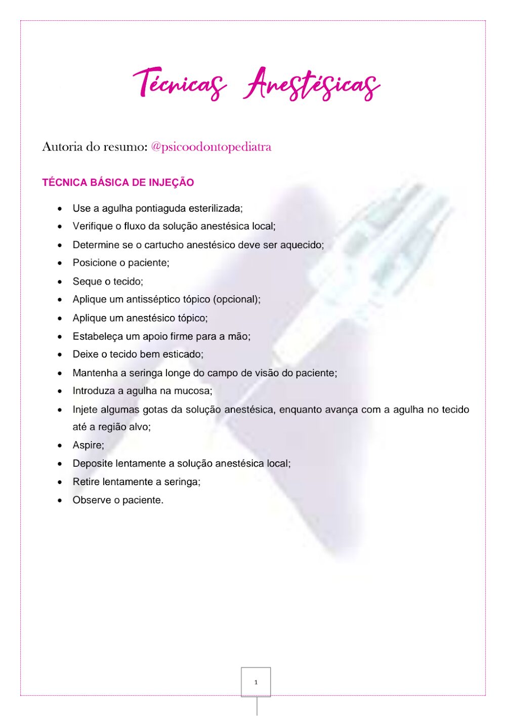 Técnicas Anestésicas em Odontopediatria: Guia @psicoodontopediatra