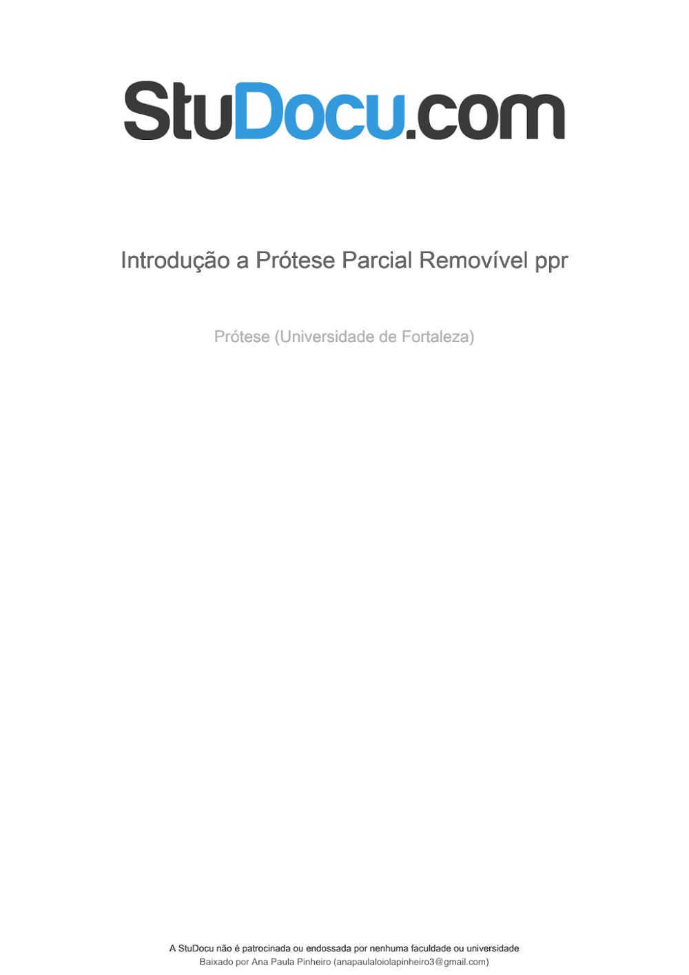 Introdução à Prótese Parcial Removível (PPR): Material Unifor
