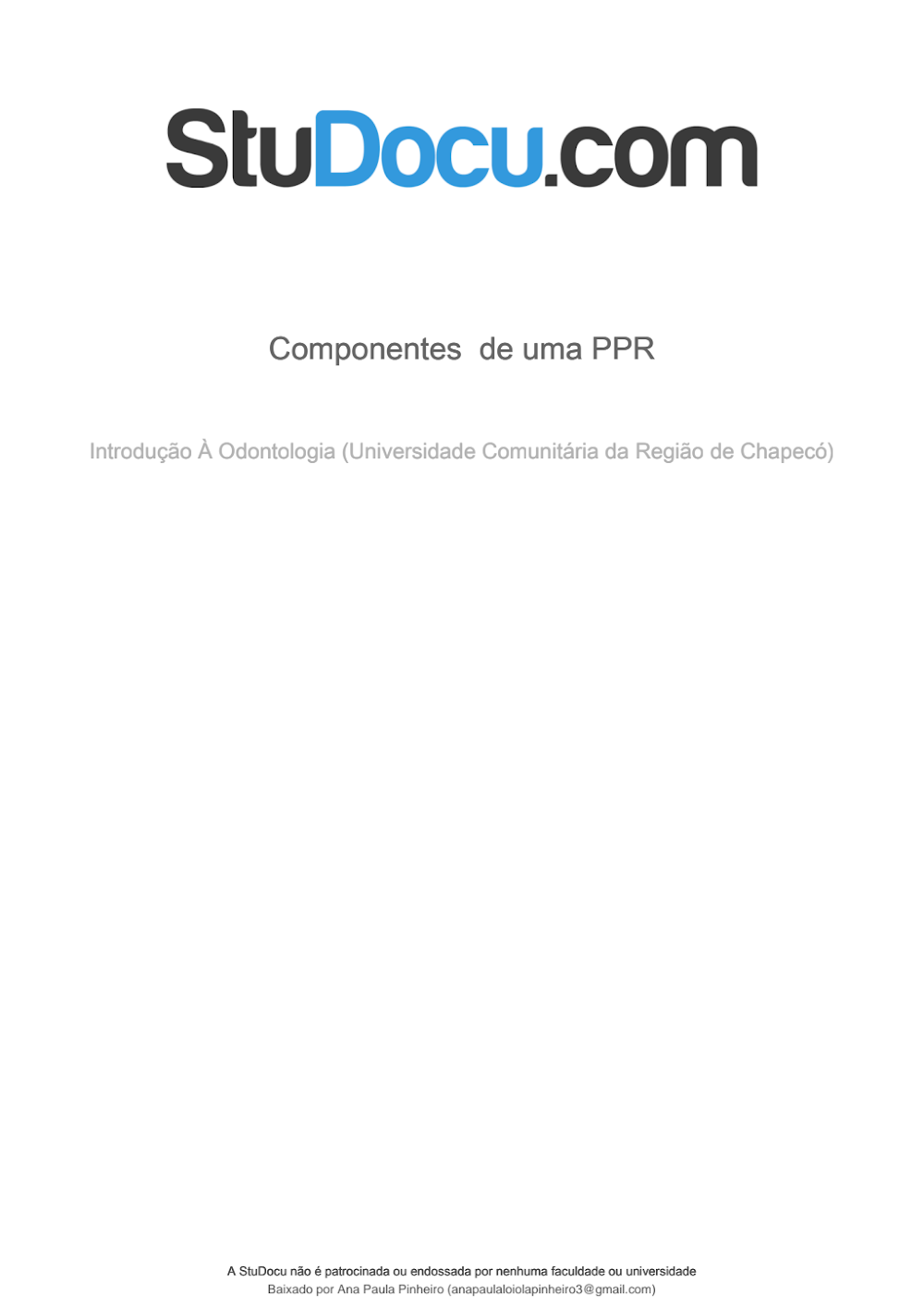 Componentes de uma PPR: Guia Acadêmico de Odontologia